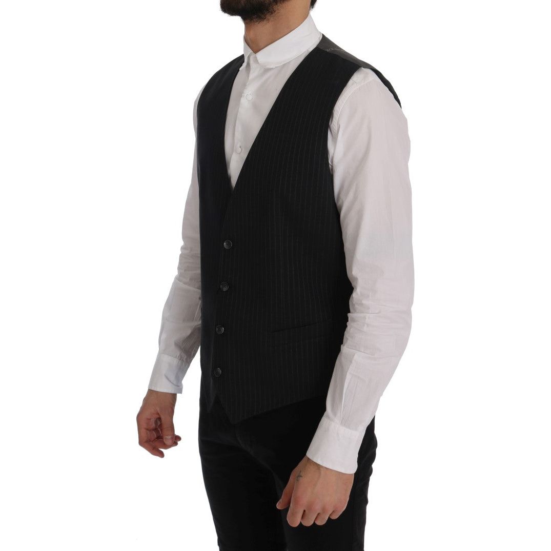 Dolce & Gabbana | Gray STAFF Cotton Striped Vest | McRichard Designer Brands