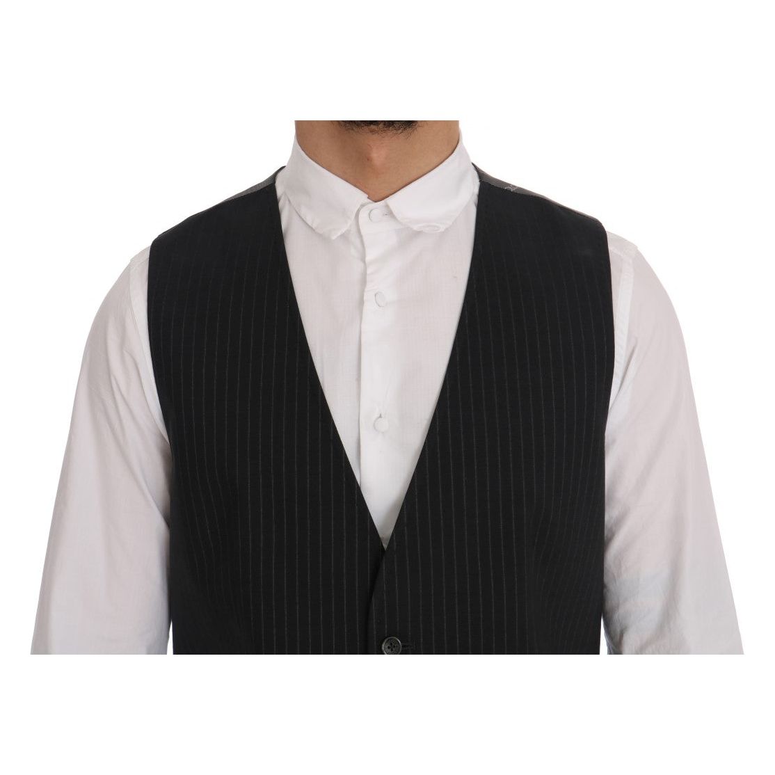 Dolce & Gabbana | Gray STAFF Cotton Striped Vest | McRichard Designer Brands