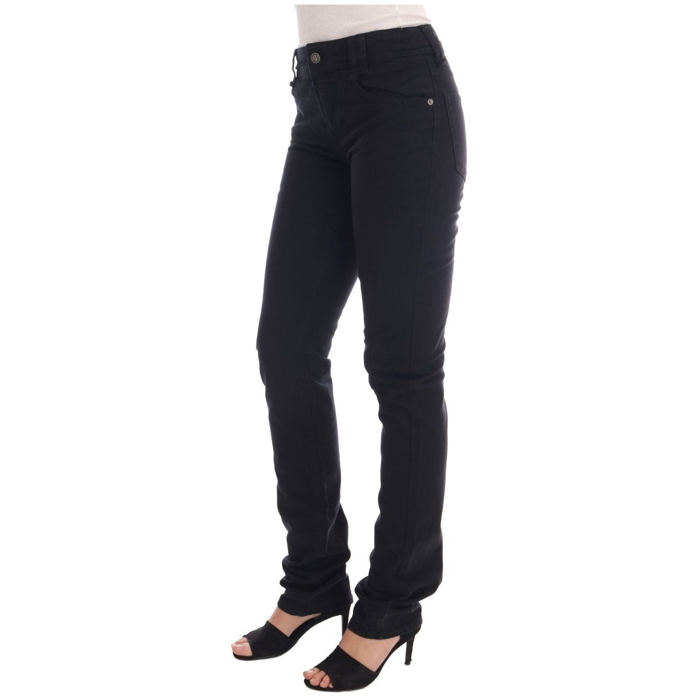 John Galliano | Black Cotton Denim Stretch Regular Fit Jeans | McRichard Designer Brands