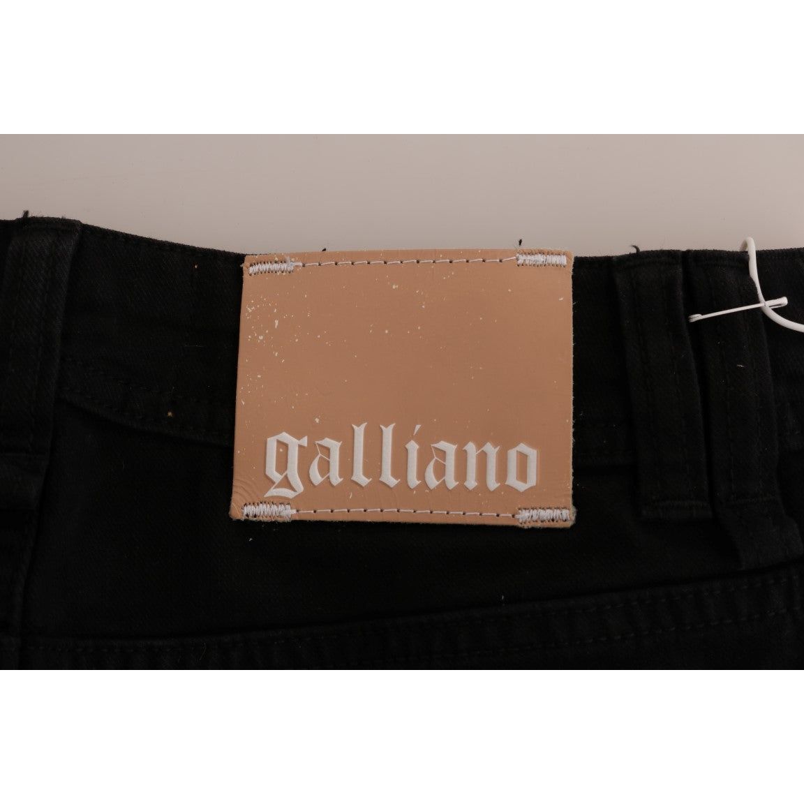 John Galliano | Black Cotton Denim Stretch Regular Fit Jeans | McRichard Designer Brands