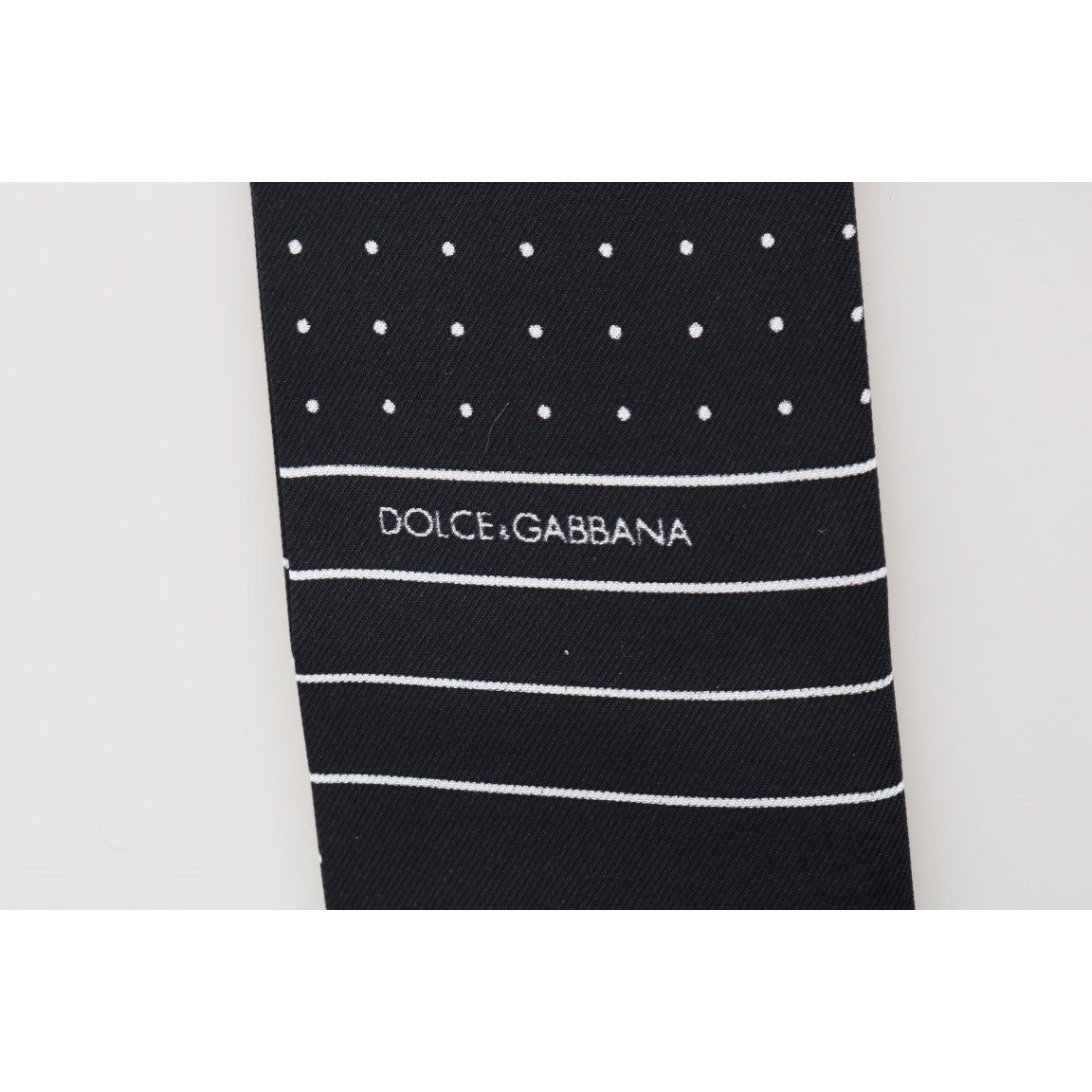 Dolce & Gabbana | Dark Blue Polka Dotted Silk Scarf | McRichard Designer Brands