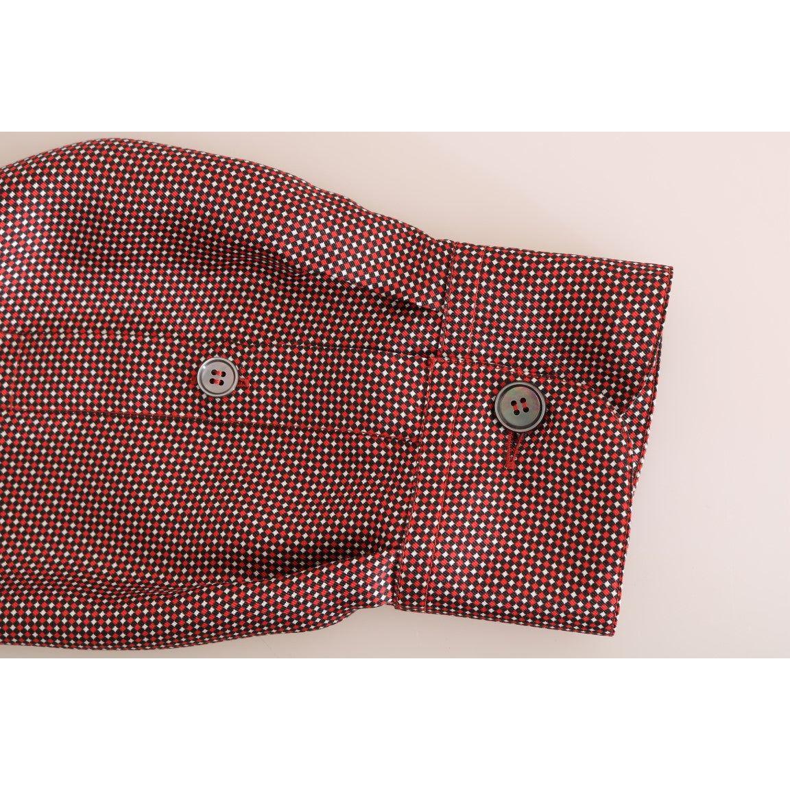 Dolce & Gabbana | Red White Polka Dot Silk Shirt | McRichard Designer Brands