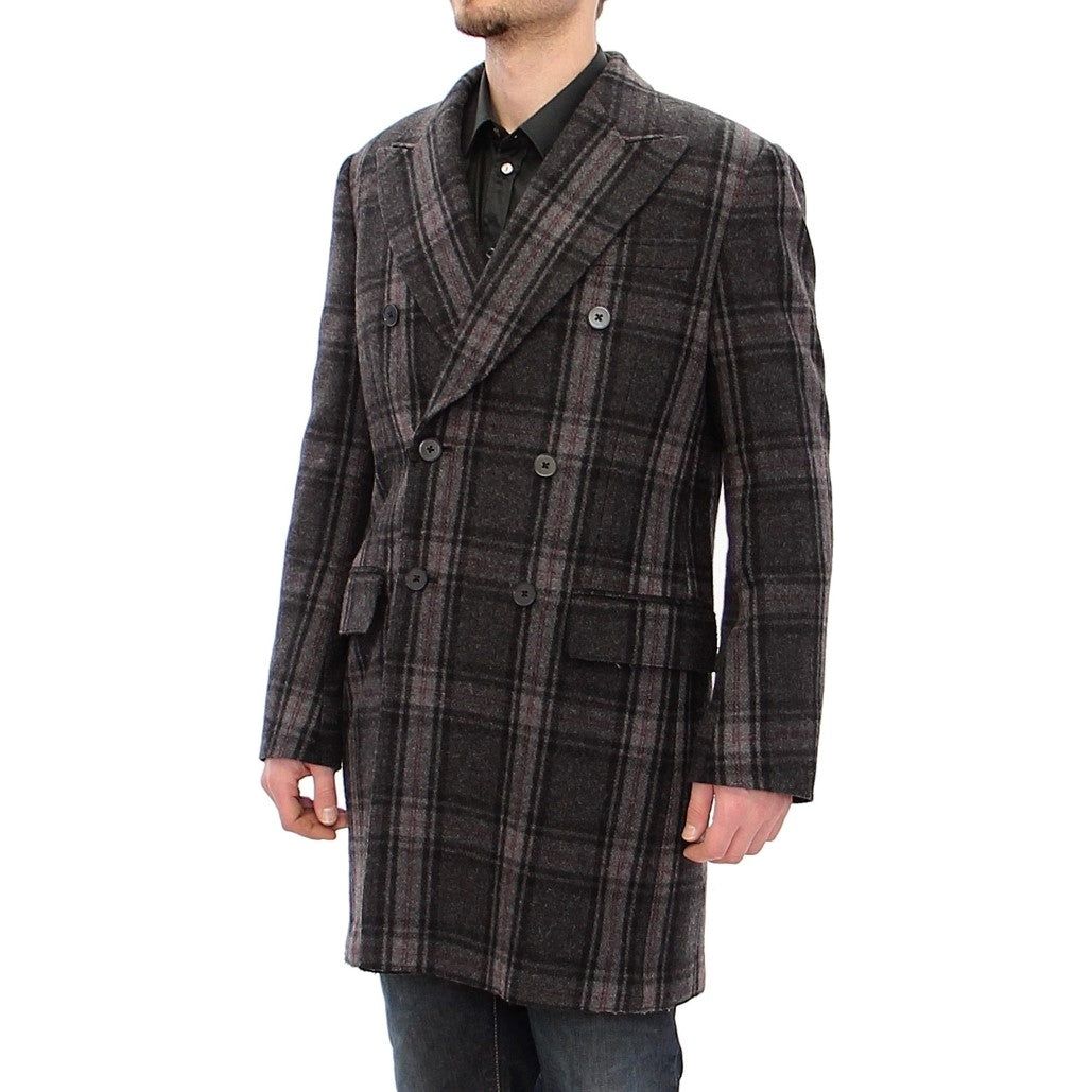 Dolce & Gabbana | Gray Double Breasted Coat Jacket | McRichard Designer Brands