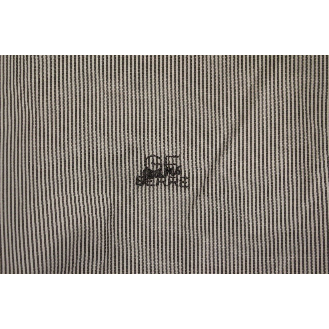 GF Ferre | Gray Striped Cotton Casual Shirt | McRichard Designer Brands