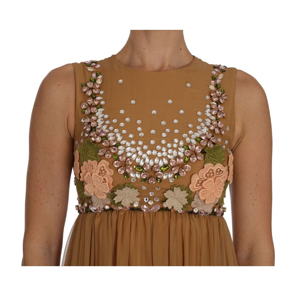 Dolce & Gabbana | Crystal Silk Gold A-Line Gown Dress | McRichard Designer Brands