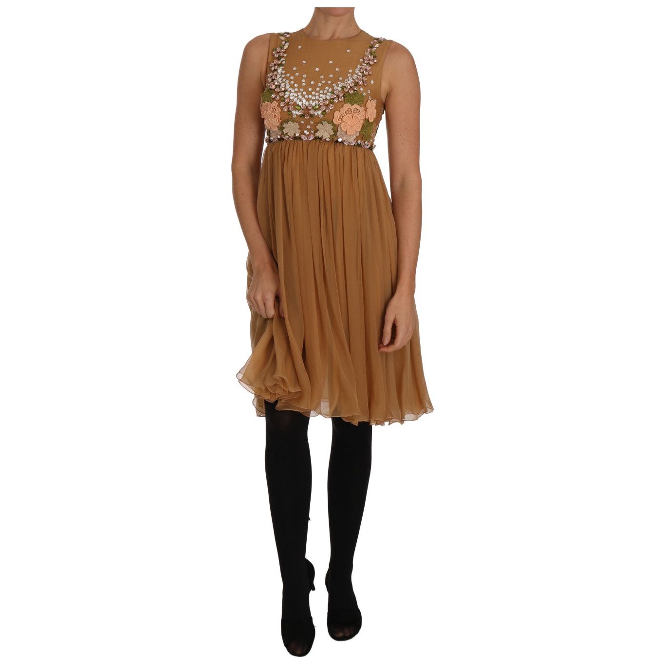 Dolce & Gabbana | Crystal Silk Gold A-Line Gown Dress | McRichard Designer Brands