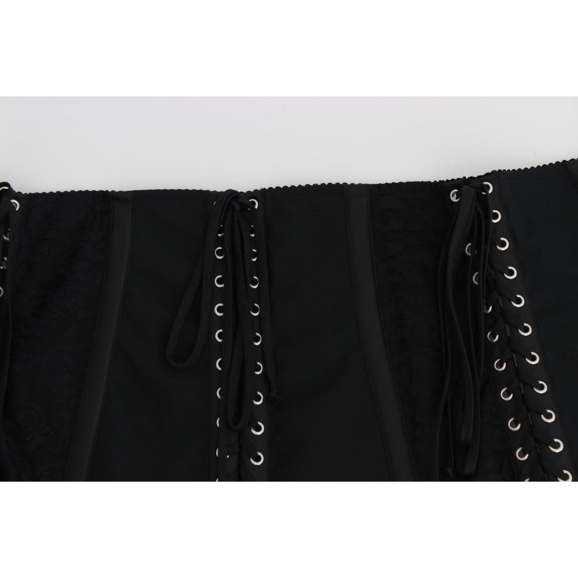 Dolce & Gabbana | Black Stretch Corset Waist Strap Belt | McRichard Designer Brands