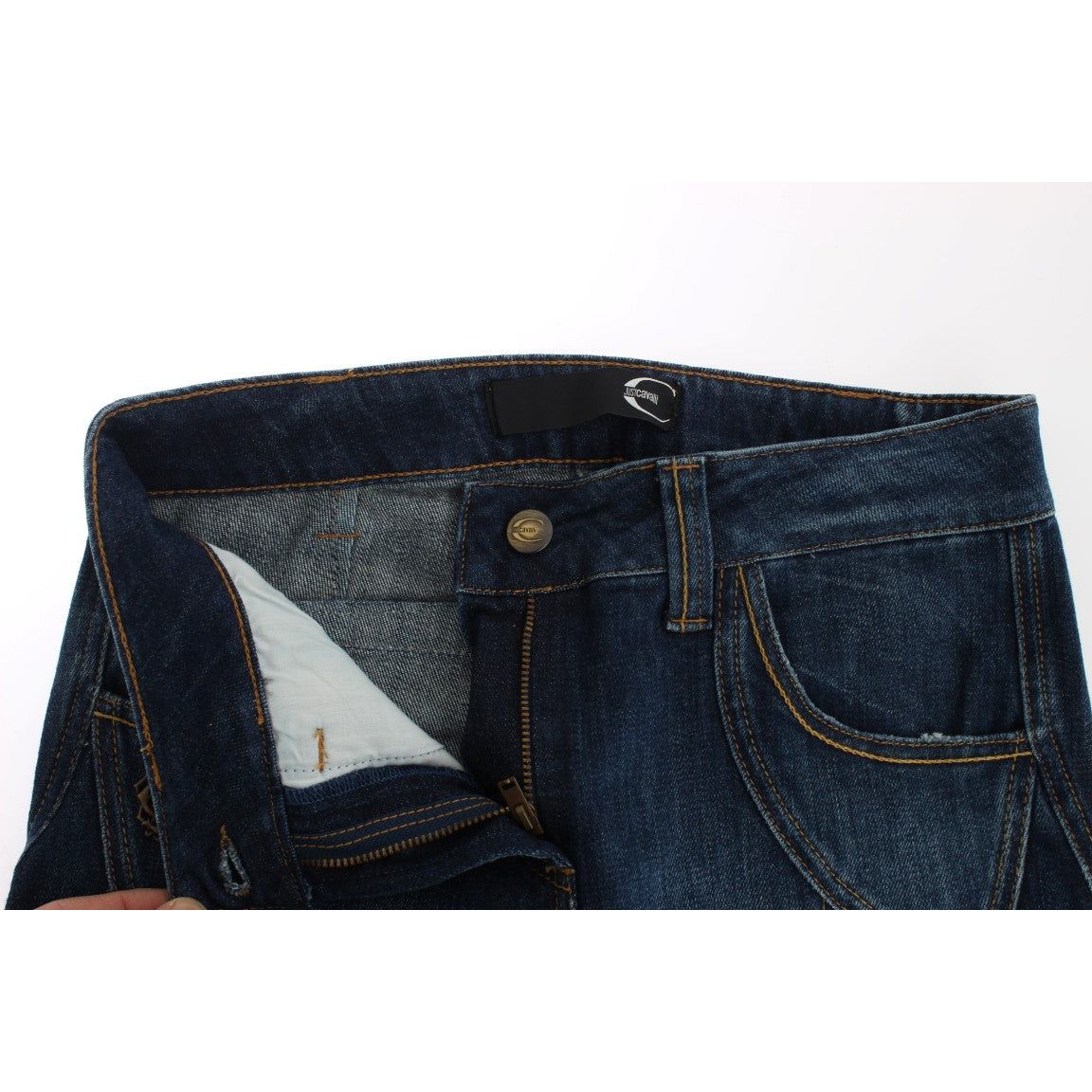 Cavalli | Blue Cotton Stretch Low Waist Jeans | McRichard Designer Brands