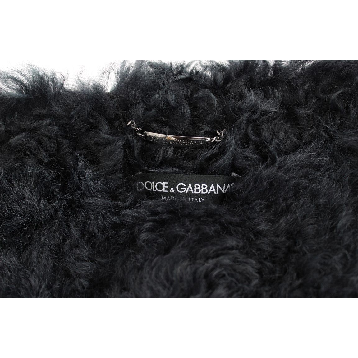 Dolce & Gabbana | Black Goat Fur Shearling Long Jacket Coat | McRichard Designer Brands