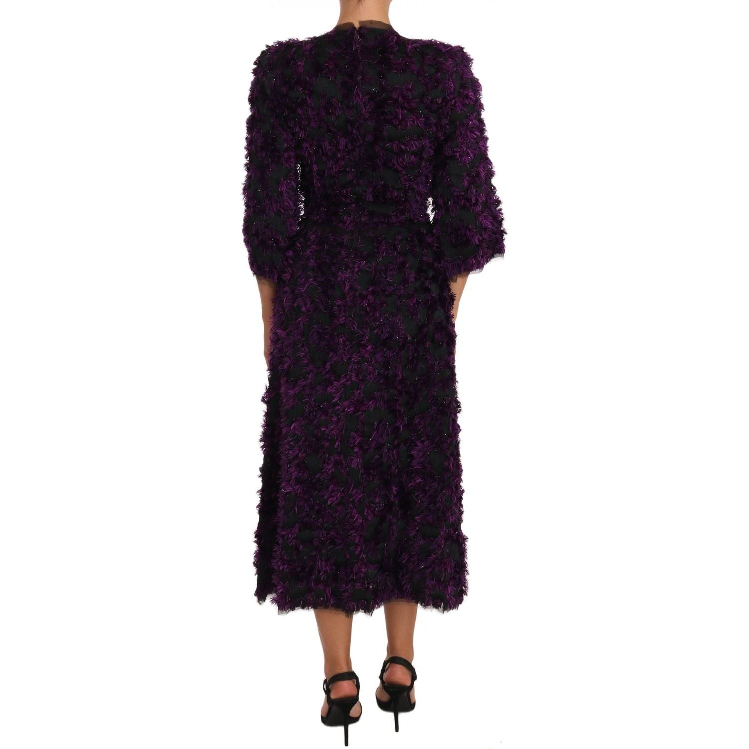 Dolce & Gabbana | Purple Fringe Midi Sheath Dress | McRichard Designer Brands
