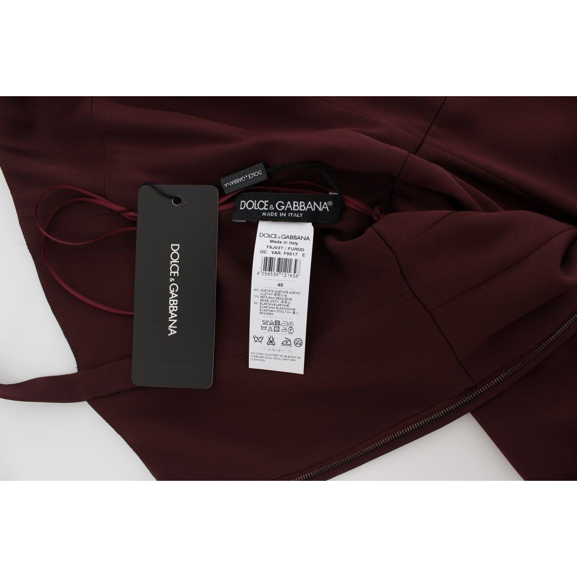 Dolce & Gabbana | Bordeaux Stretch Full Length Sheath Dress | McRichard Designer Brands