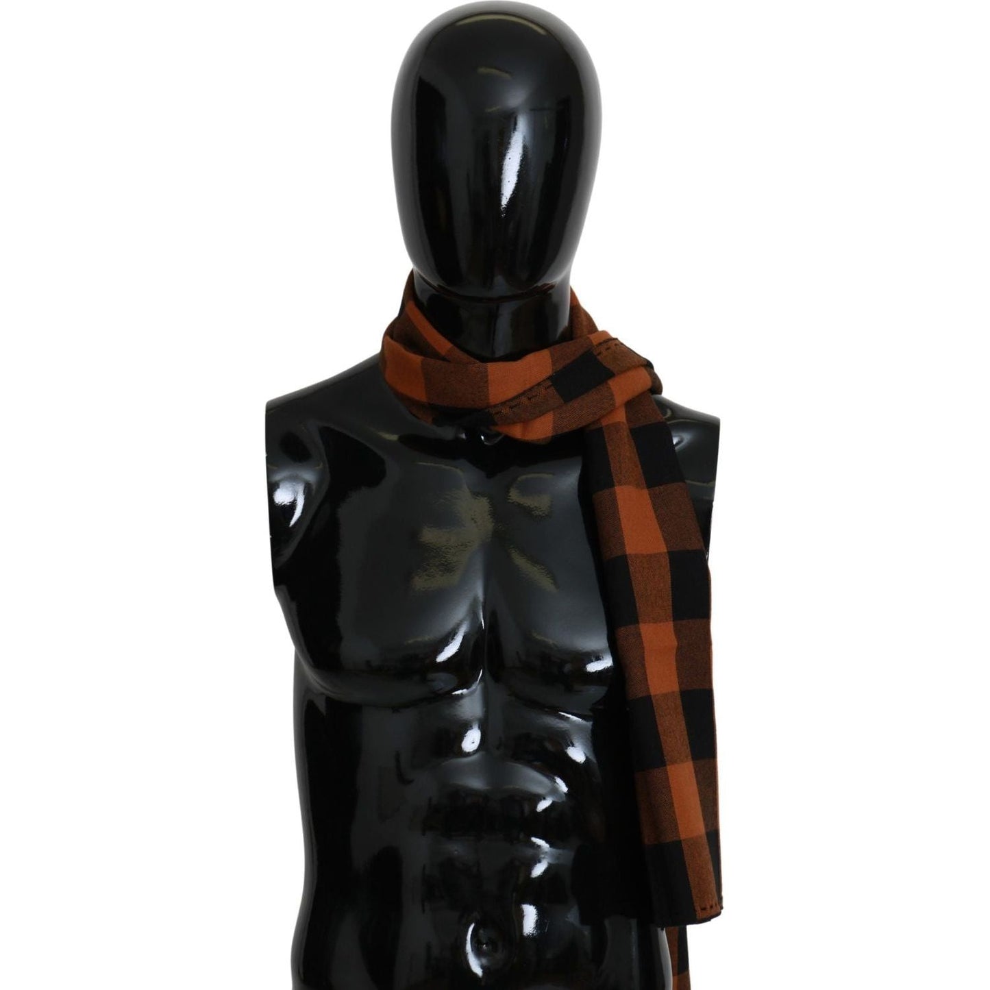 Costume National | Orange Check Neck Wrap Shawl Scarf | McRichard Designer Brands