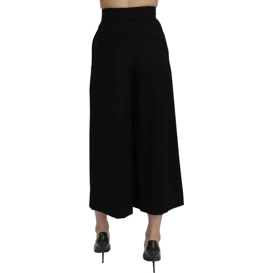 Dolce & Gabbana | Black High Waist Wide Leg Cropped Pants | McRichard Designer Brands