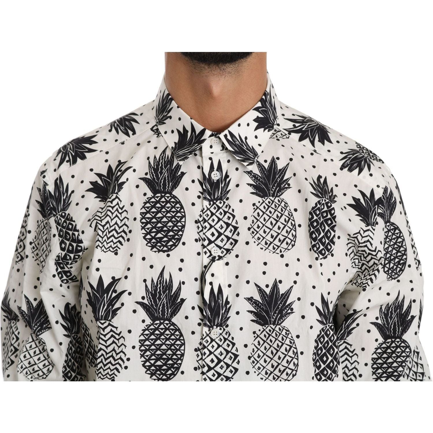 Dolce & Gabbana | White Pineapple Cotton Top Shirt | McRichard Designer Brands
