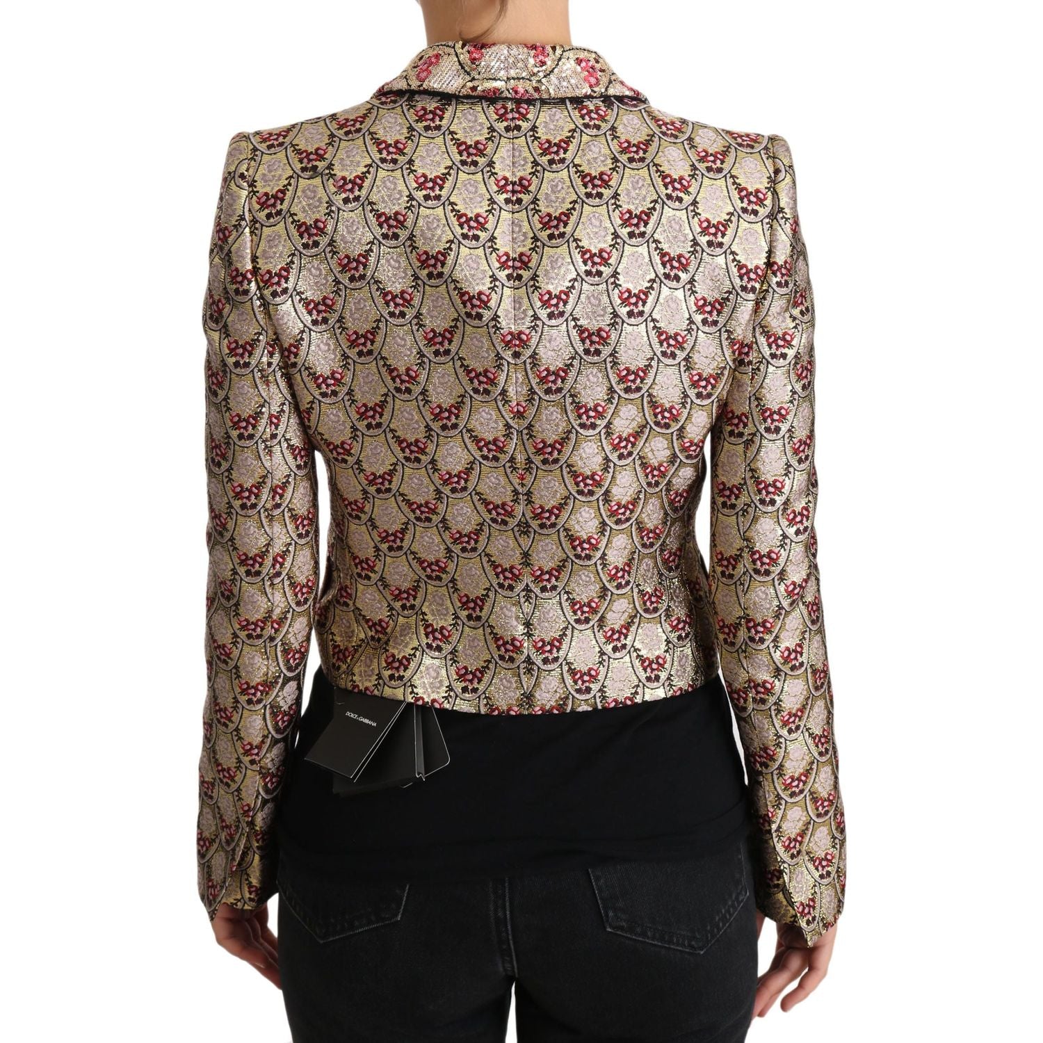 Dolce & Gabbana | Gold Floral Sequined Blazer Coat Jacket | McRichard Designer Brands