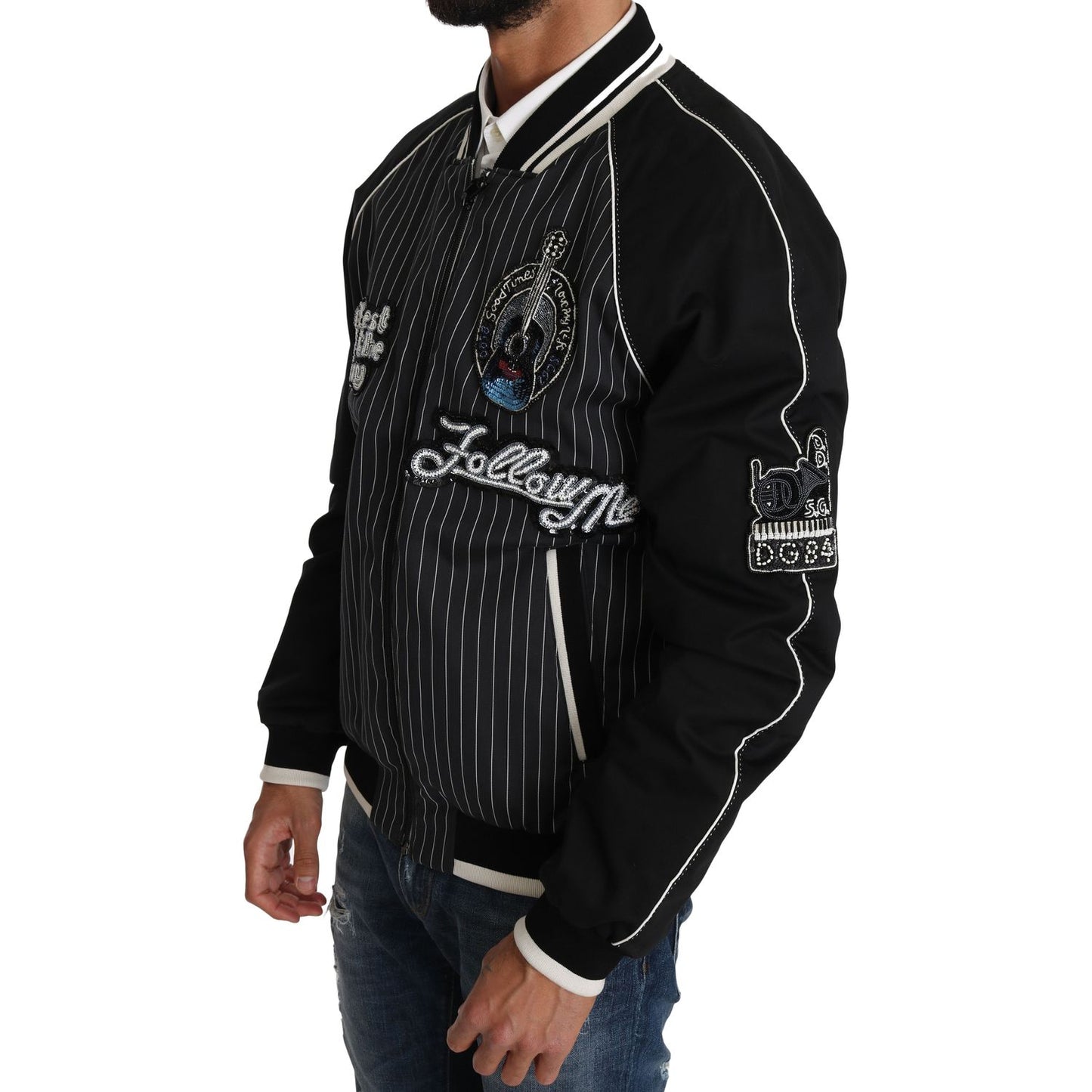 Dolce & Gabbana | Black DD58 SG62 Sequined Beaded Jacket | McRichard Designer Brands