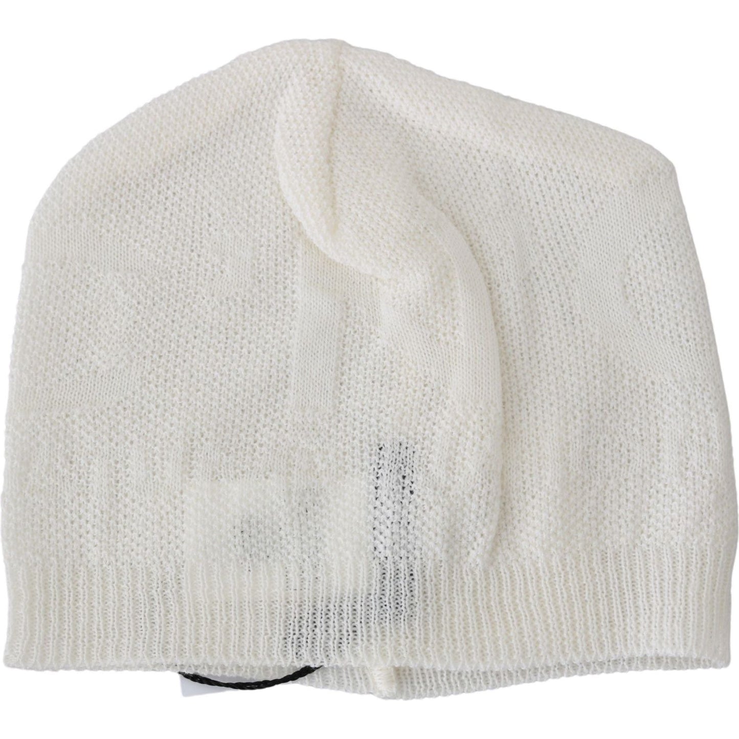 Costume National | Beanie White Wool Blend Branded Hat | McRichard Designer Brands