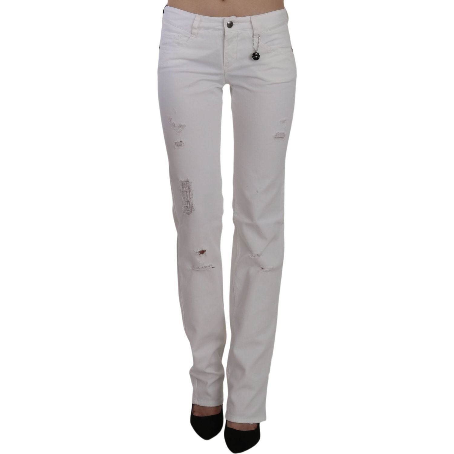 Costume National | White Cotton Slim Fit Straight Jeans Pants | McRichard Designer Brands