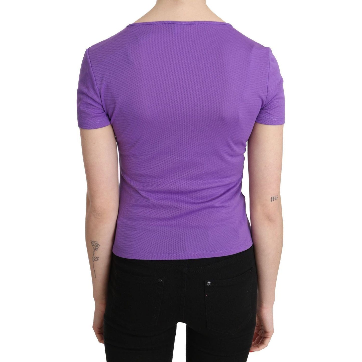 GF Ferre | Purple 100% Polyester Short Sleeve Top  Blouse | McRichard Designer Brands