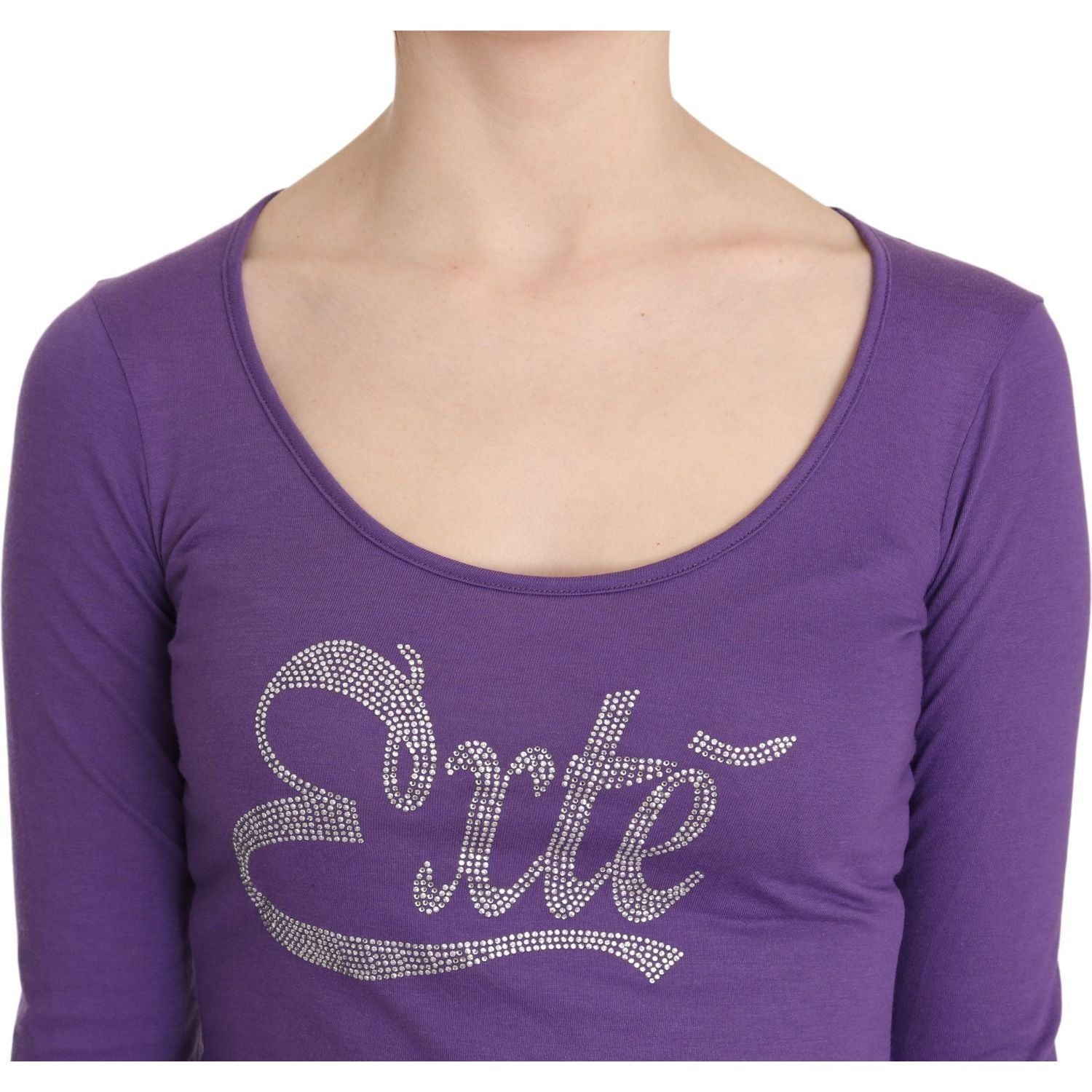 Exte | Purple Exte Crystal Embellished Long Sleeve Top Blouse | McRichard Designer Brands