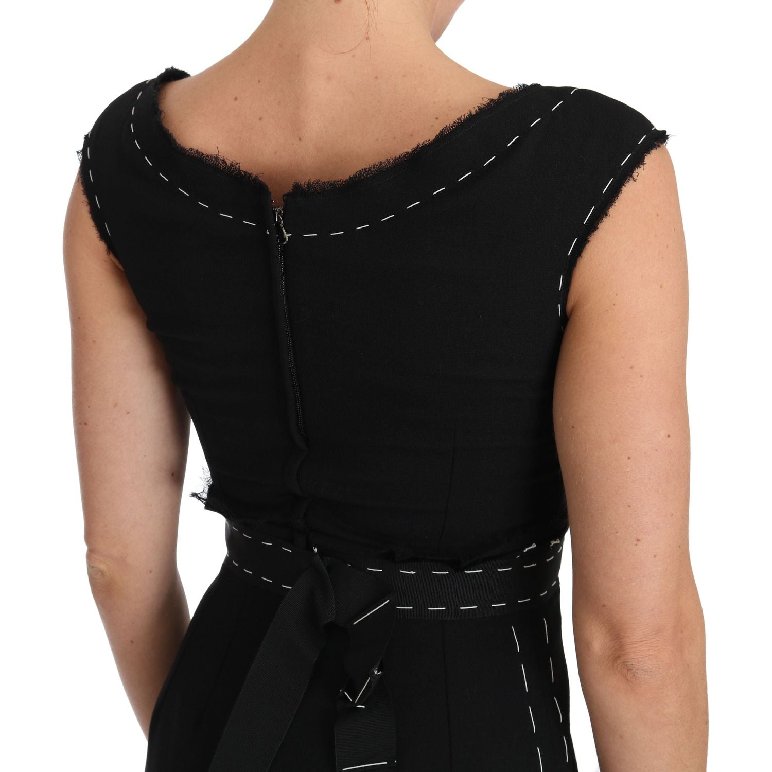 Dolce & Gabbana | Black Wool Stretch A-line Sheath Dress | McRichard Designer Brands