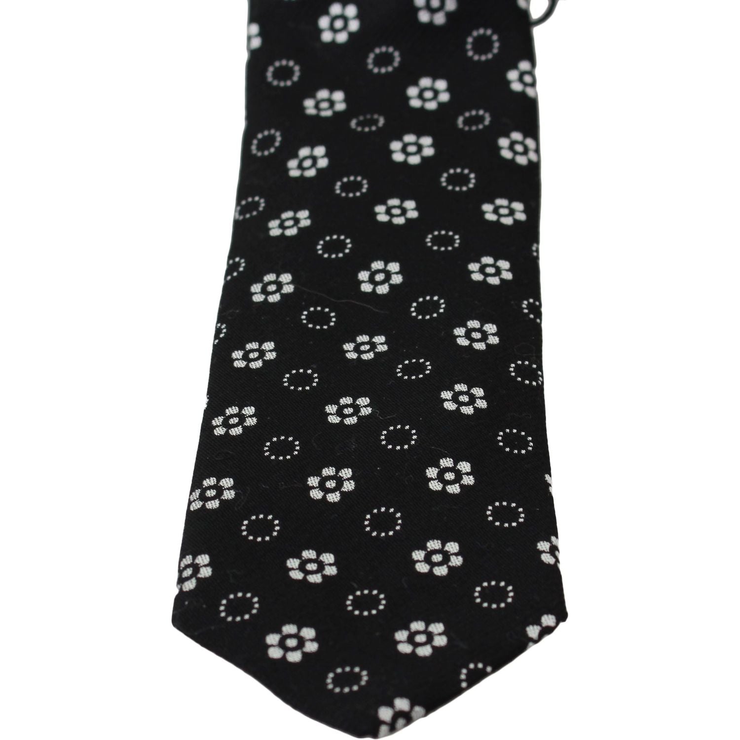 Dolce & Gabbana | Black 100% Silk Floral Print Print Classic Tie | McRichard Designer Brands