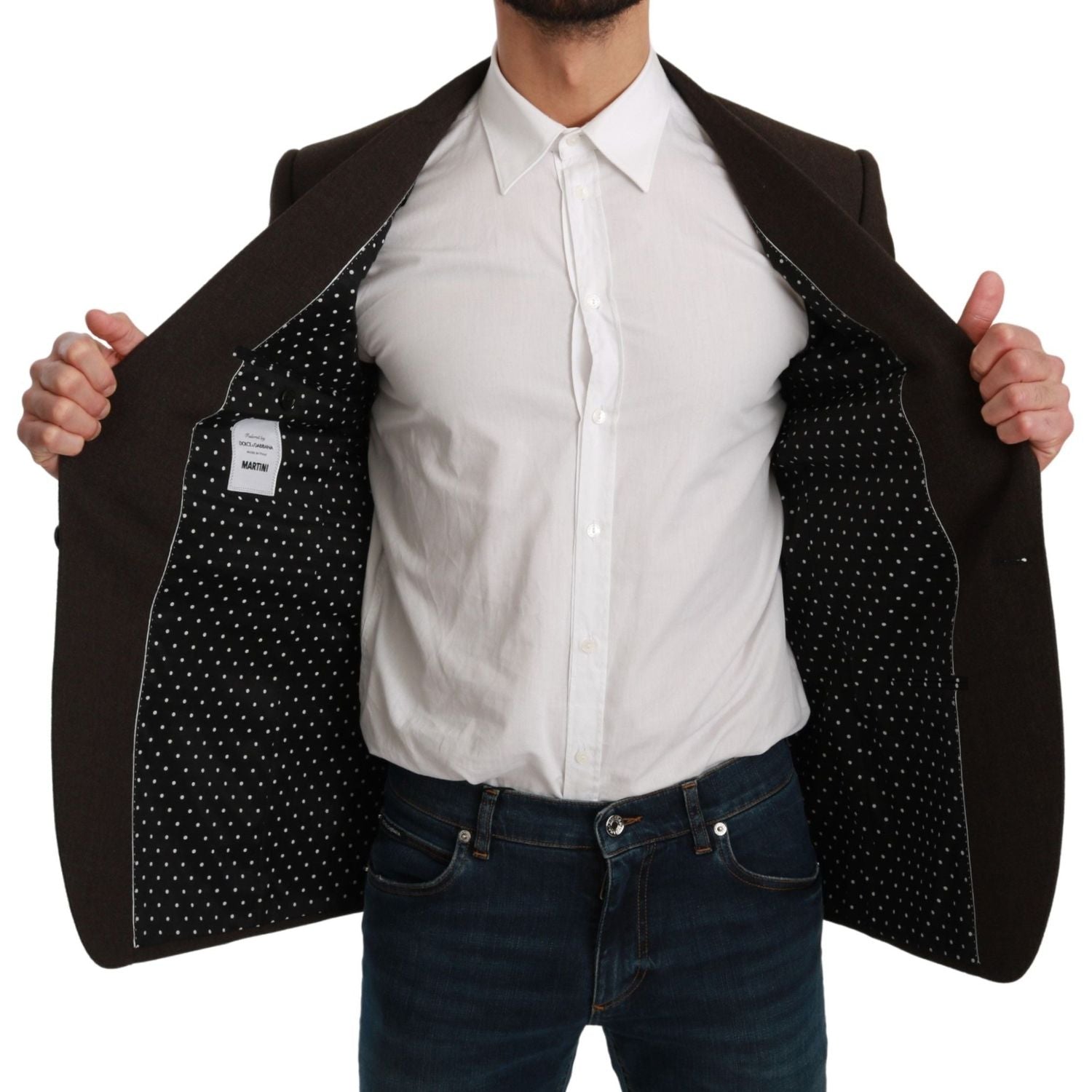 Dolce & Gabbana | Brown Slim Fit Coat Jacket MARTINI Blazer | McRichard Designer Brands