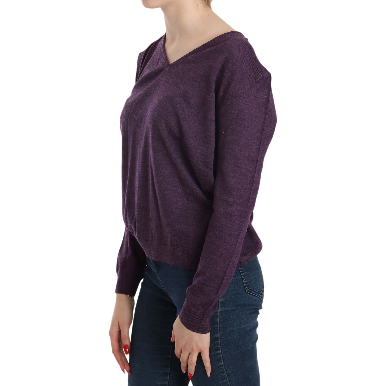 BYBLOS | Purple V-neck Long Sleeve Pullover Top | McRichard Designer Brands