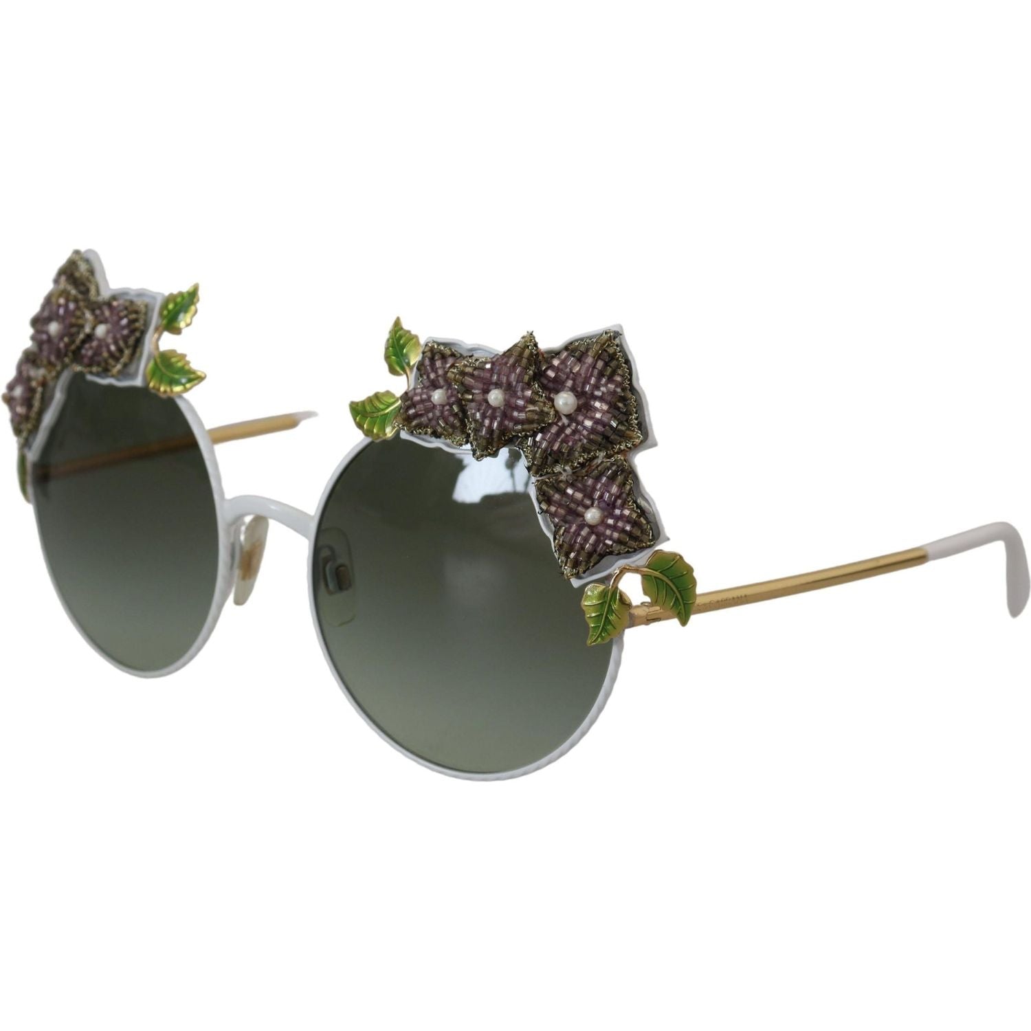 Dolce & Gabbana | Gold Floral Embellished Metal Frame Round DG2186 Sunglasses  | McRichard Designer Brands