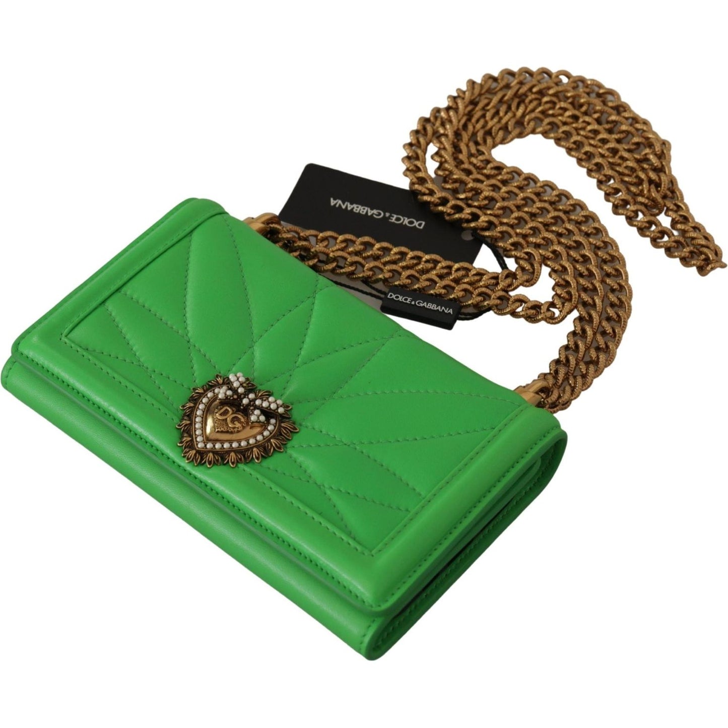 Dolce & Gabbana | Green Leather Devotion Cardholder IPHONE 11 PRO Wallet  | McRichard Designer Brands