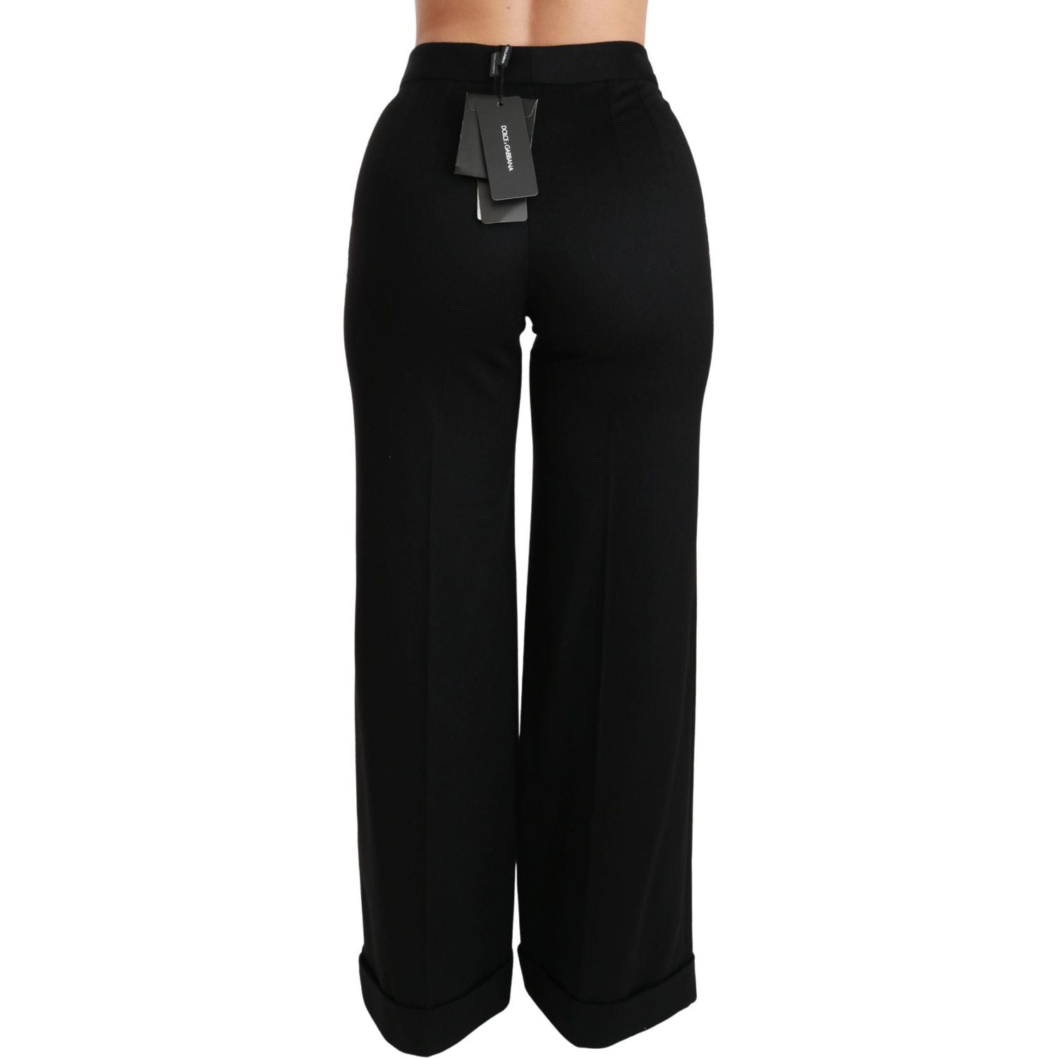 Dolce & Gabbana | Black Wide Leg Flared Trouser Cashmere Pants | McRichard Designer Brands