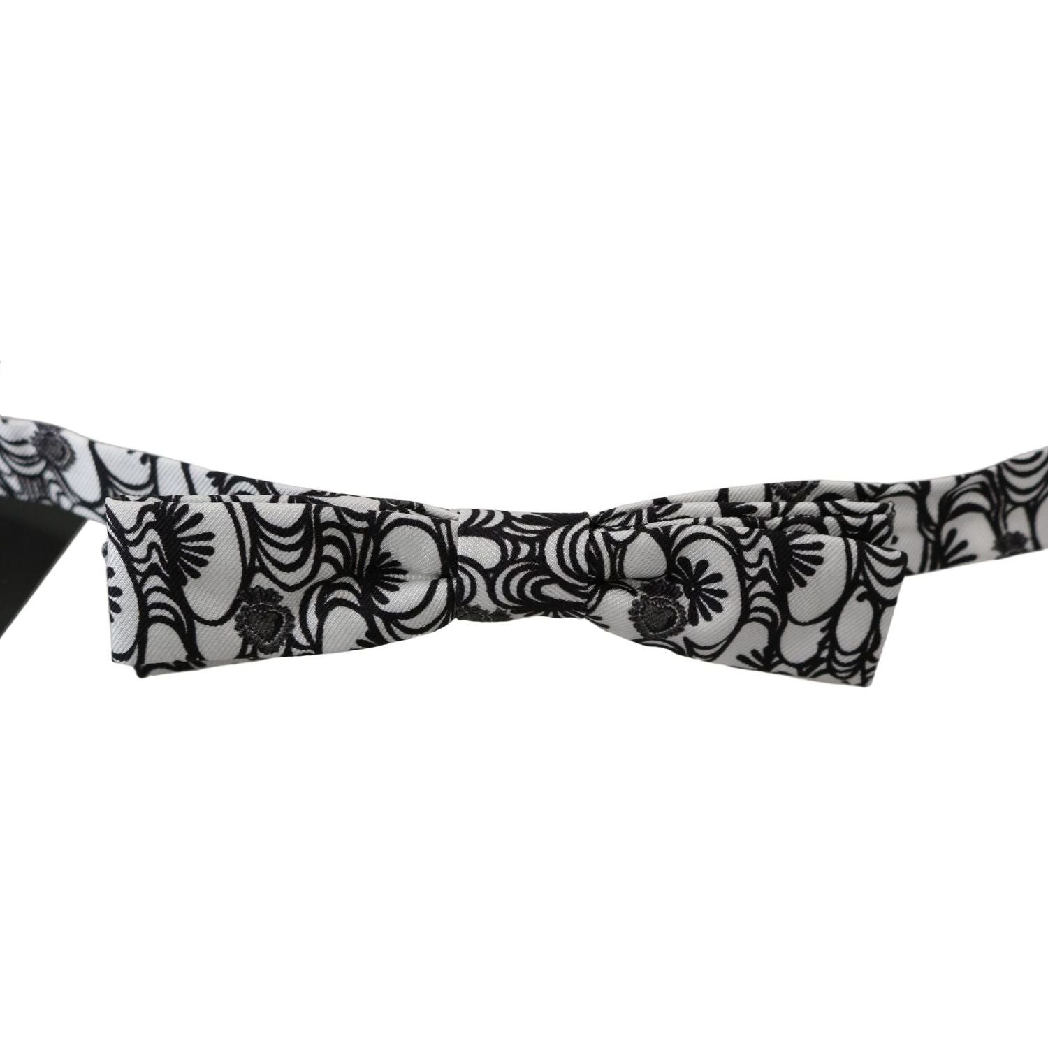 Dolce & Gabbana | White Pattern Silk Adjustable Neck Papillon Tie | McRichard Designer Brands