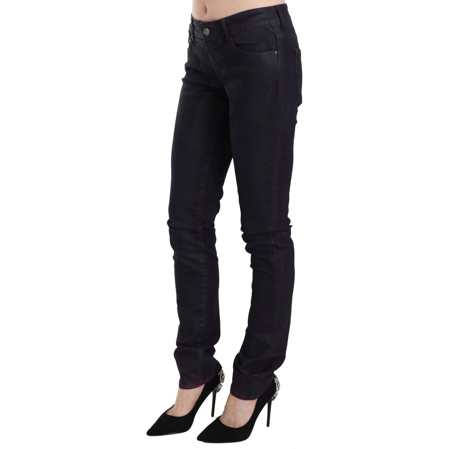 Just Cavalli | Black Cotton Low Waist Skinny Denim Pants | McRichard Designer Brands