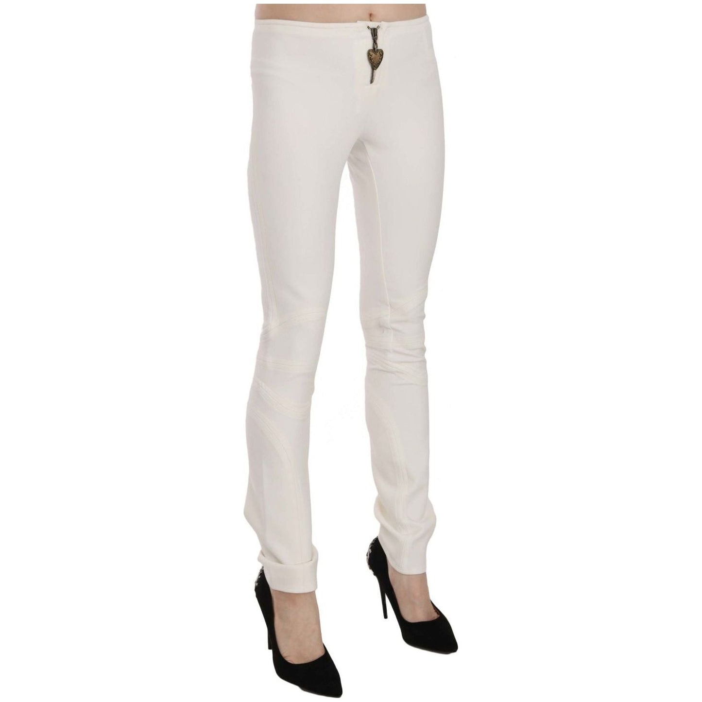 Just Cavalli | White Mid Waist Skinny Dress Trousers Pants | McRichard Designer Brands