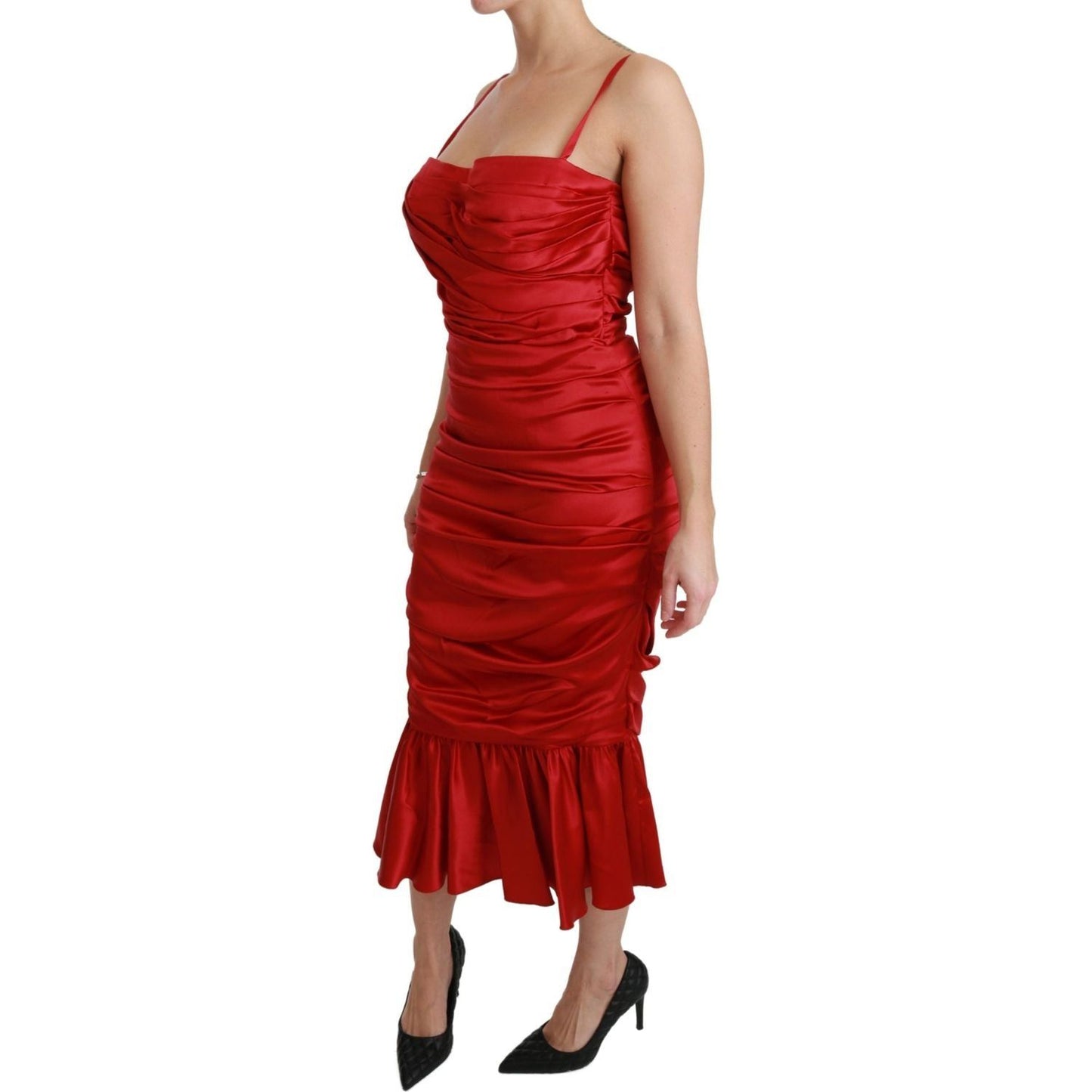 Dolce & Gabbana | Red Silk Stretch Mermaid Bodycon Dress | McRichard Designer Brands