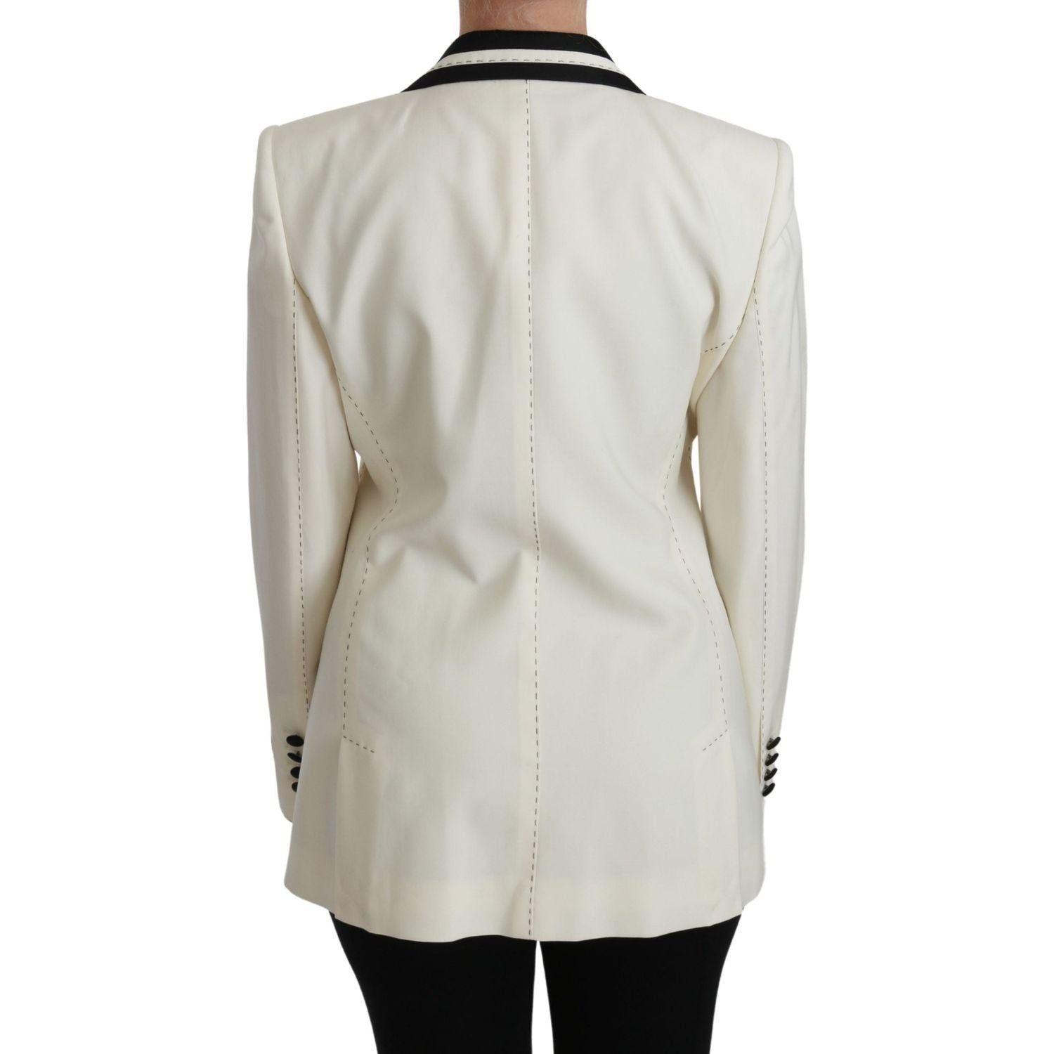 Dolce & Gabbana | Wool Cream Single Breasted Coat Blazer Jacket | McRichard Designer Brands