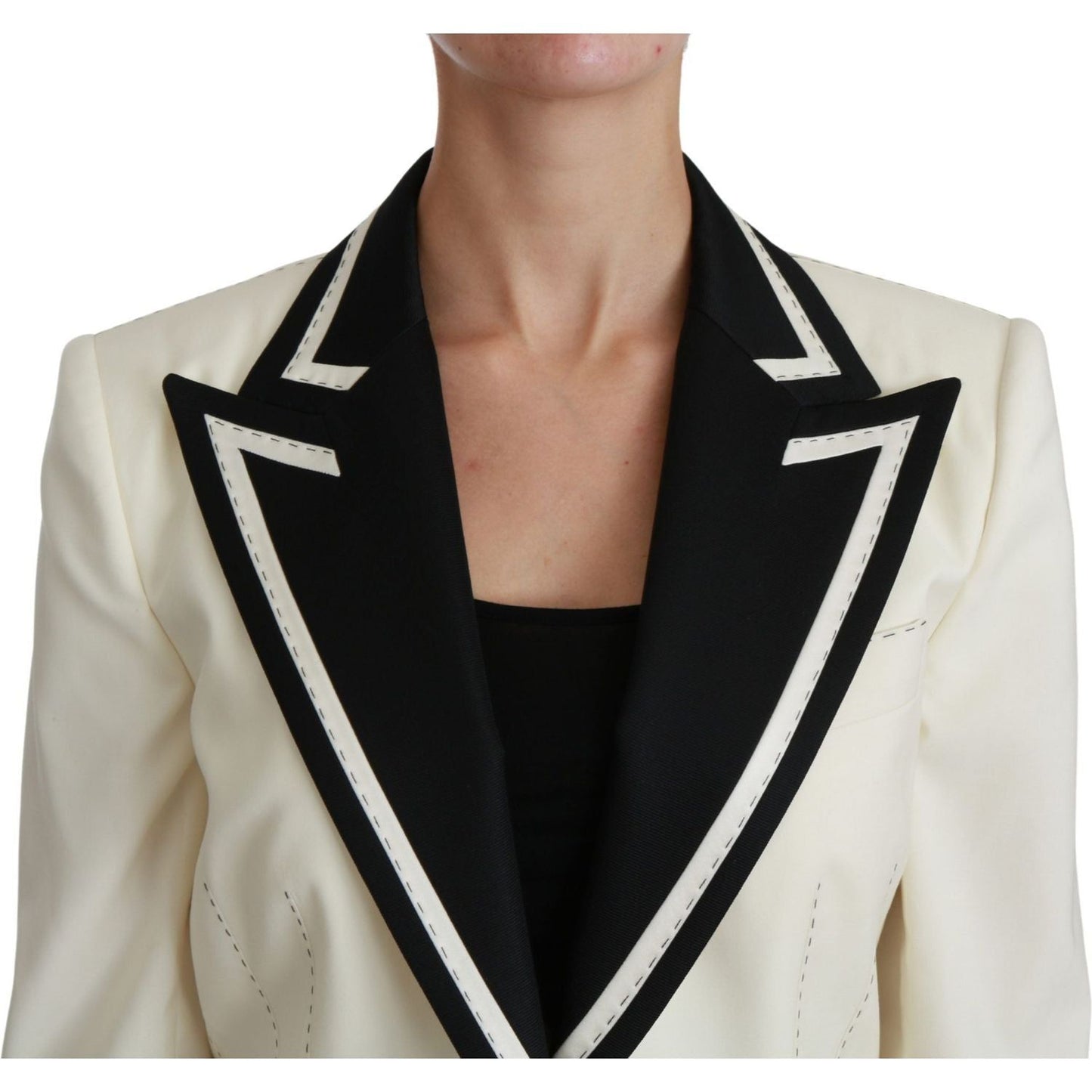 Dolce & Gabbana | Wool Cream Single Breasted Coat Blazer Jacket | McRichard Designer Brands
