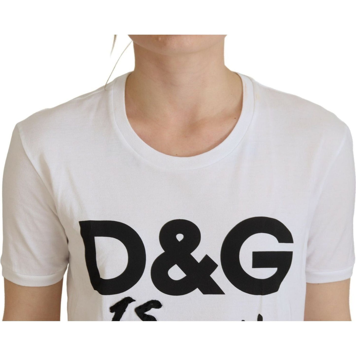 Dolce & Gabbana | White DG Logo Printed Short Sleeves Top | McRichard Designer Brands