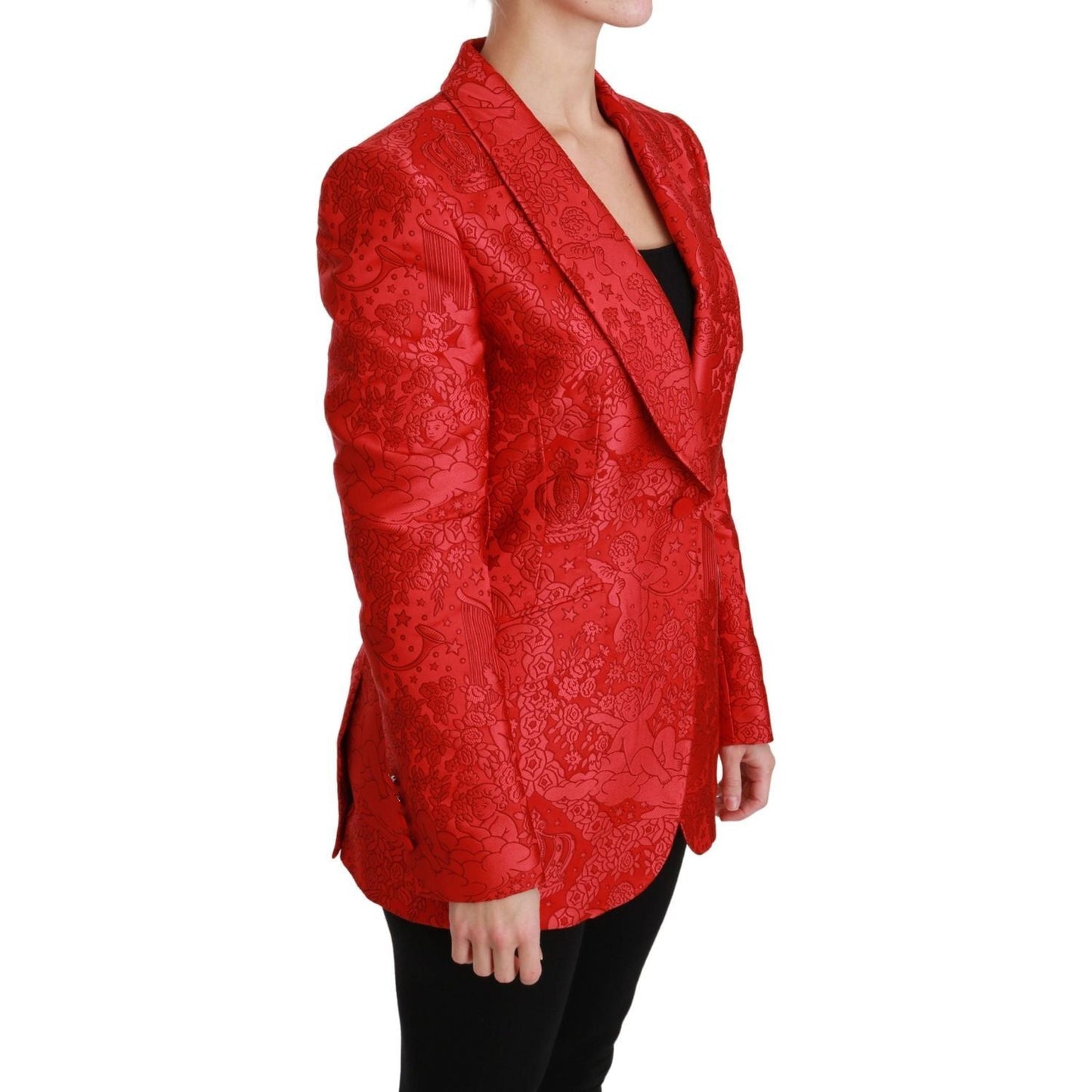 Dolce & Gabbana | Red Floral Angel Blazer Coat Jacket | McRichard Designer Brands