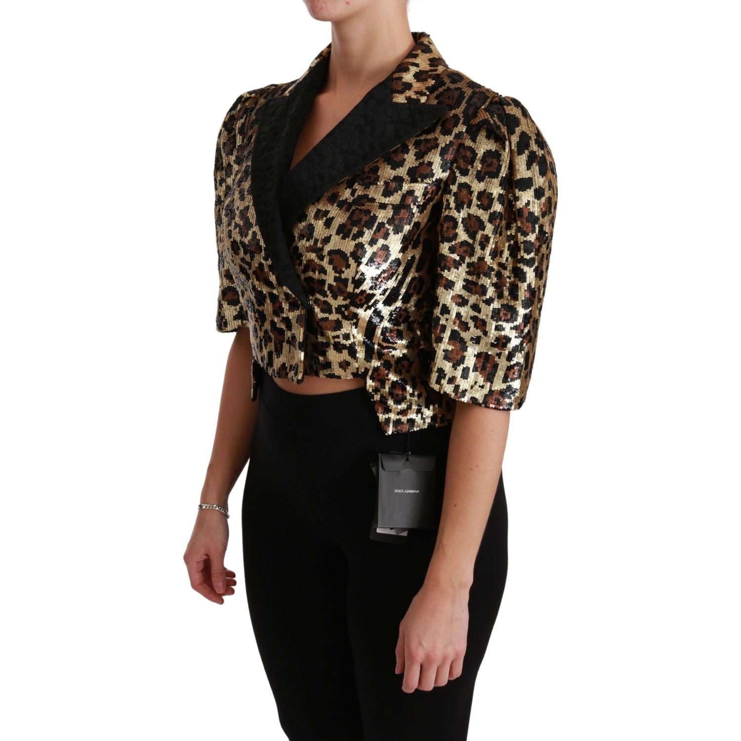 Dolce & Gabbana | Blazer Gold Leopard Sequined Jacket | McRichard Designer Brands