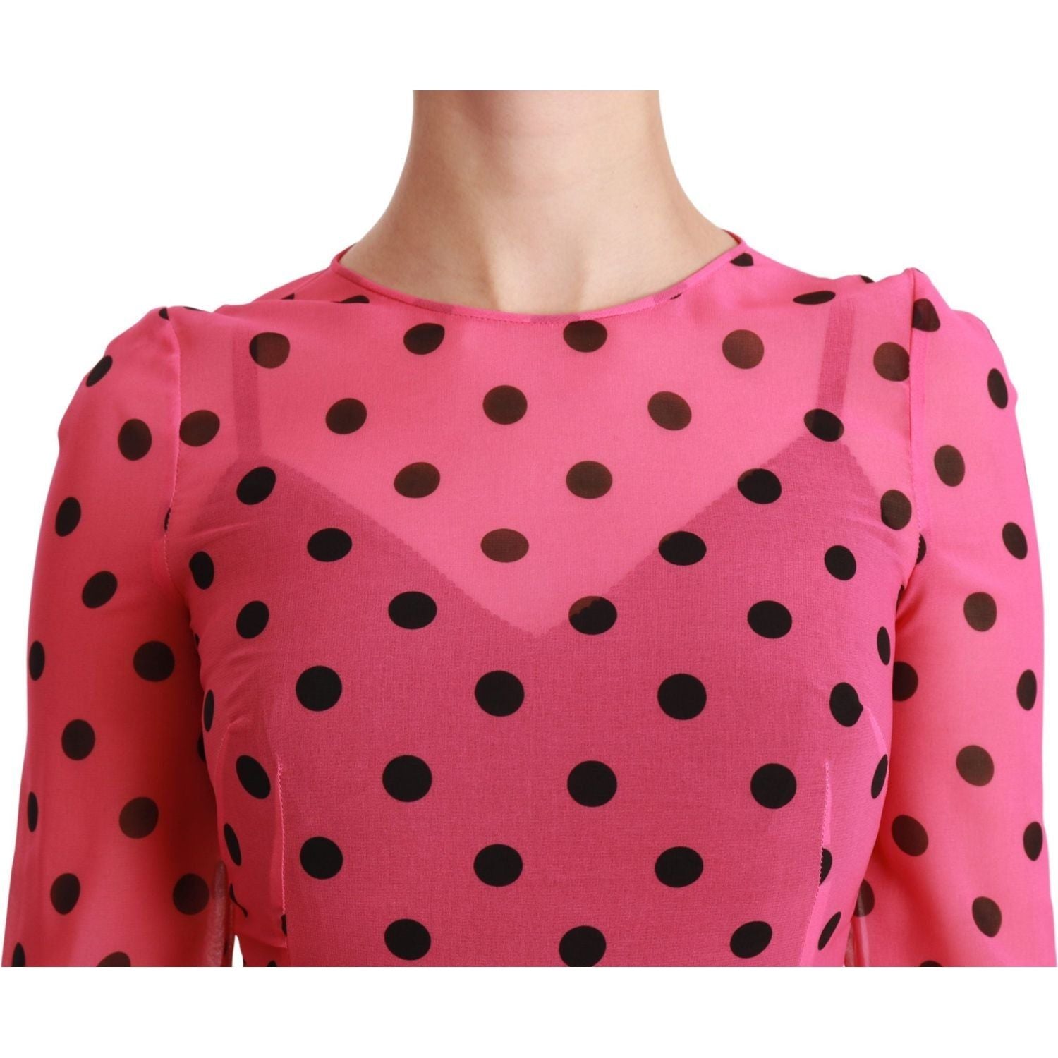 Dolce & Gabbana | Pink Polka Dots A-line Knee Length Dress | McRichard Designer Brands