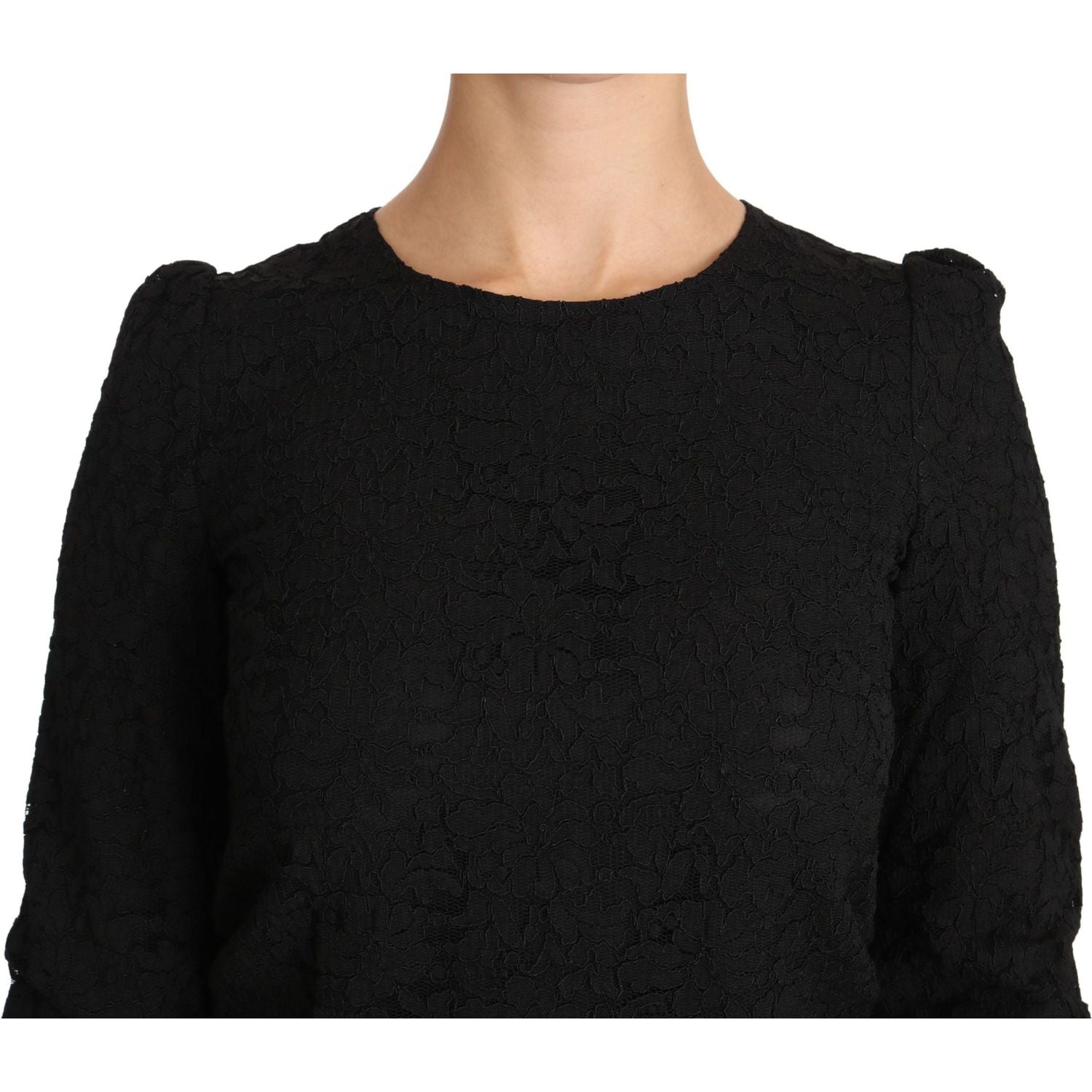 Dolce & Gabbana | Black Floral Lace Zipper Top Blouse | McRichard Designer Brands