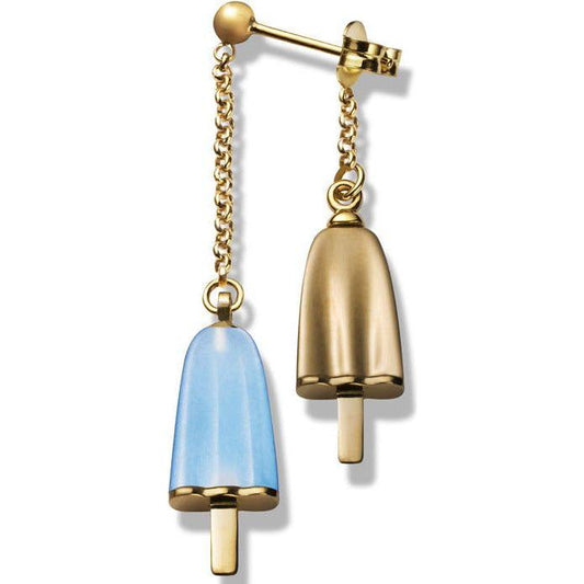 AMBROSINI JEWELS -  ORECCHINI doppi ARGENTO 925° ghiacciolo finitura rosé pietra azzurra WOMAN EARRING AMBROSINI JEWELS