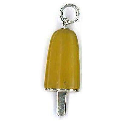 AMBROSINI JEWELS - PENDENTE ARGENTO 925° ghiacciolo finitura bianca pietra gialla grande (26x15 mm)