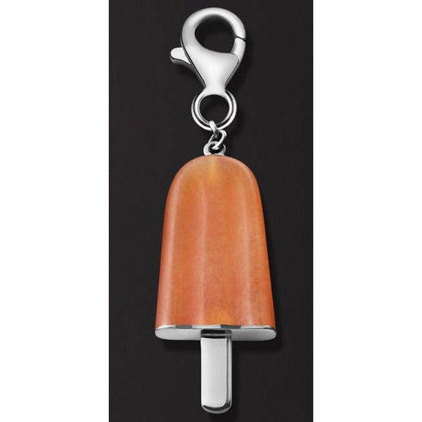 AMBROSINI JEWELS -  PENDENTE ARGENTO 925°  ghiacciolo finitura bianca pietra arancio piccolo (21x14 mm)