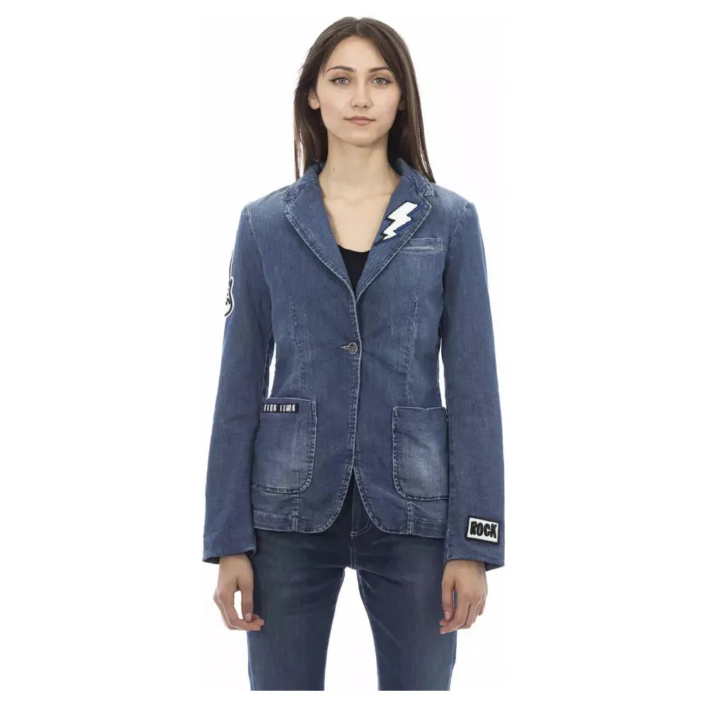 Baldinini Trend | Blue Cotton Jackets & Coat | McRichard Designer Brands
